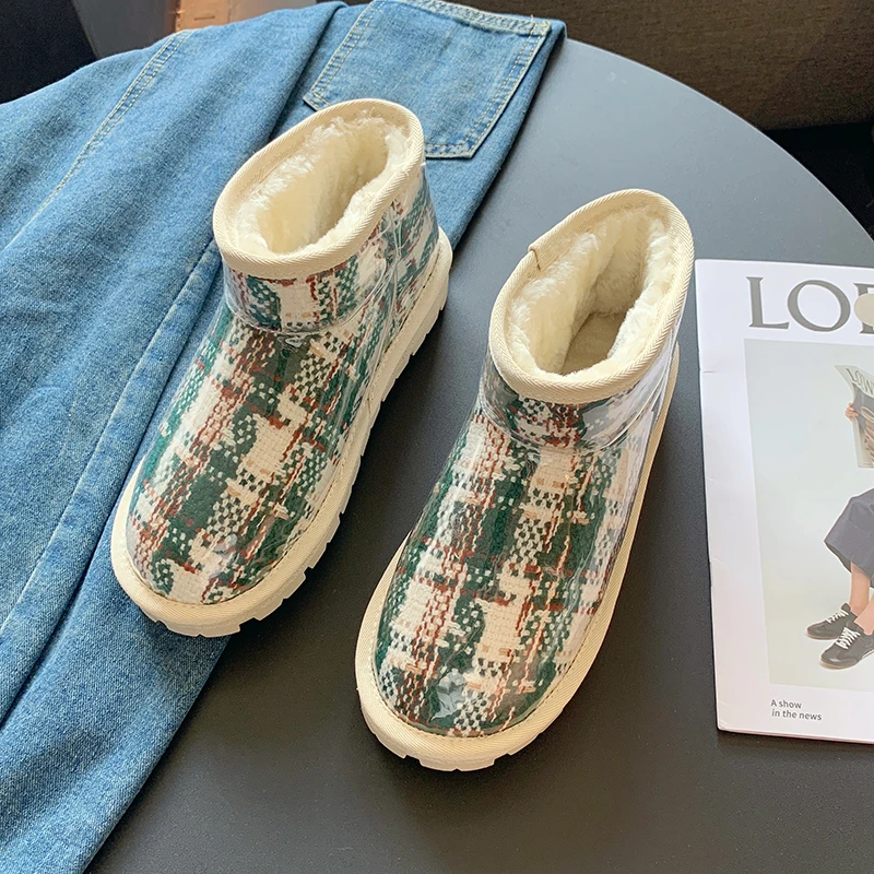 

Новинка Зима 2022, женские супертолстые непромокаемые Нескользящие короткие ботинки из натурального хлопка в иностранном стиле