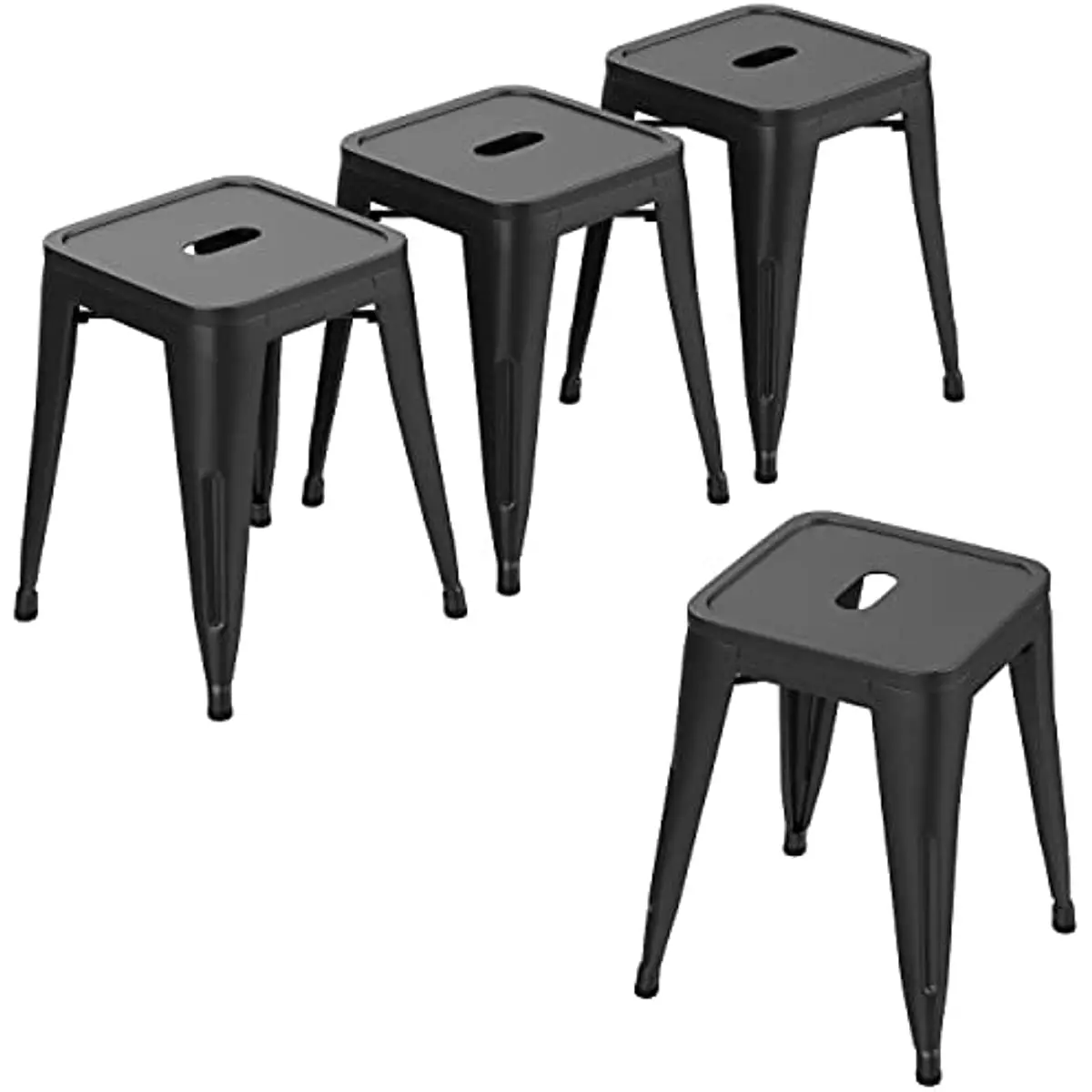 

Modern Industrial Metal Stools Classroom Stools [Set of 4] Stackable for Indoor/Outdoor 18" Dining Chair Kids Short Stools