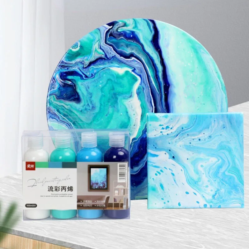 100ml Acrylic Paint Four-piece Set of Children's Diy Creation Painting Home Decorations Flow Color Acrylic Paint Art Props