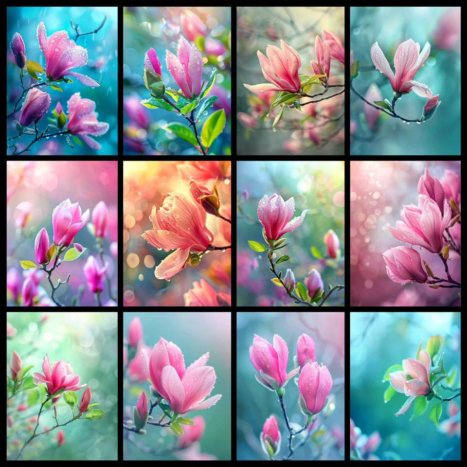 Алмазная картина цветы магнолии ювелирные изделия вышивка новое поступление