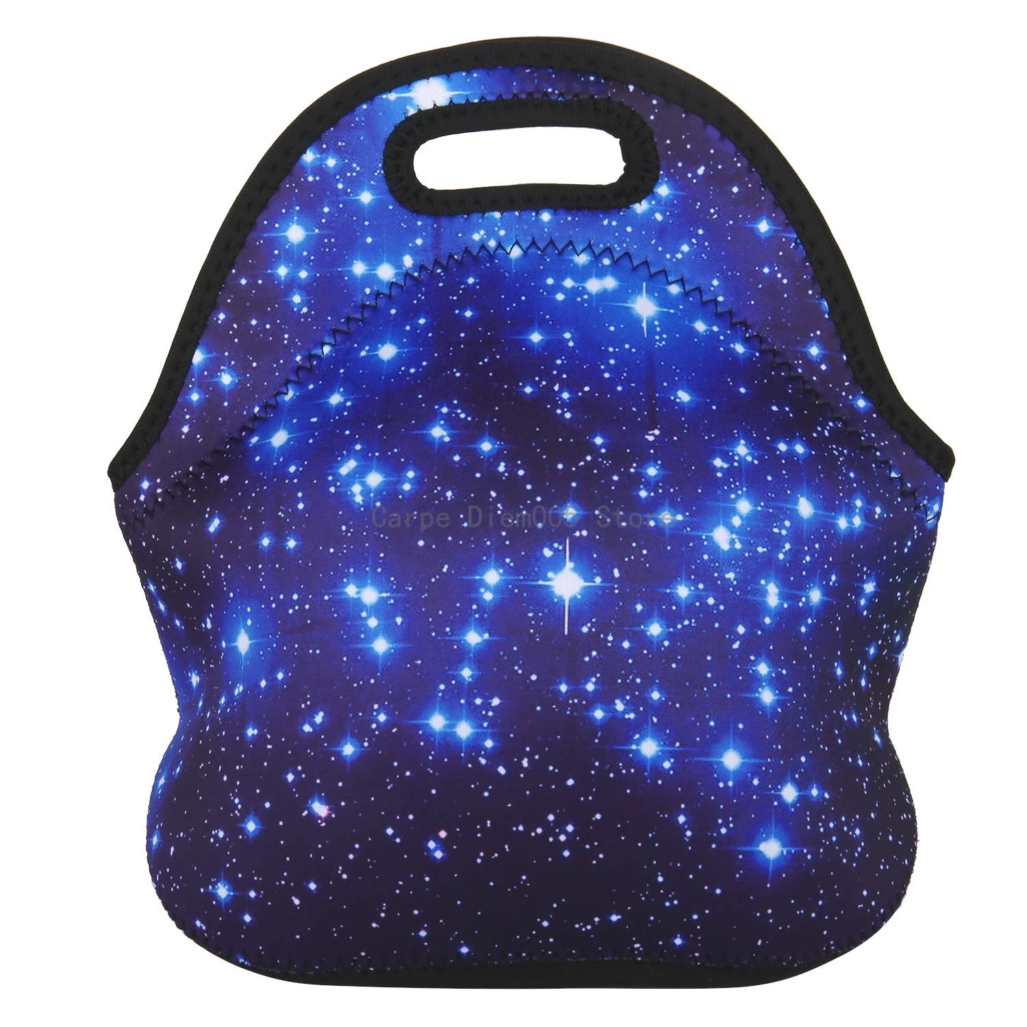 

Neoprene Lunch Bag Tote Reusable Insulated School Picnic Carrying Lunchbox Container Organizer (Blue Star)