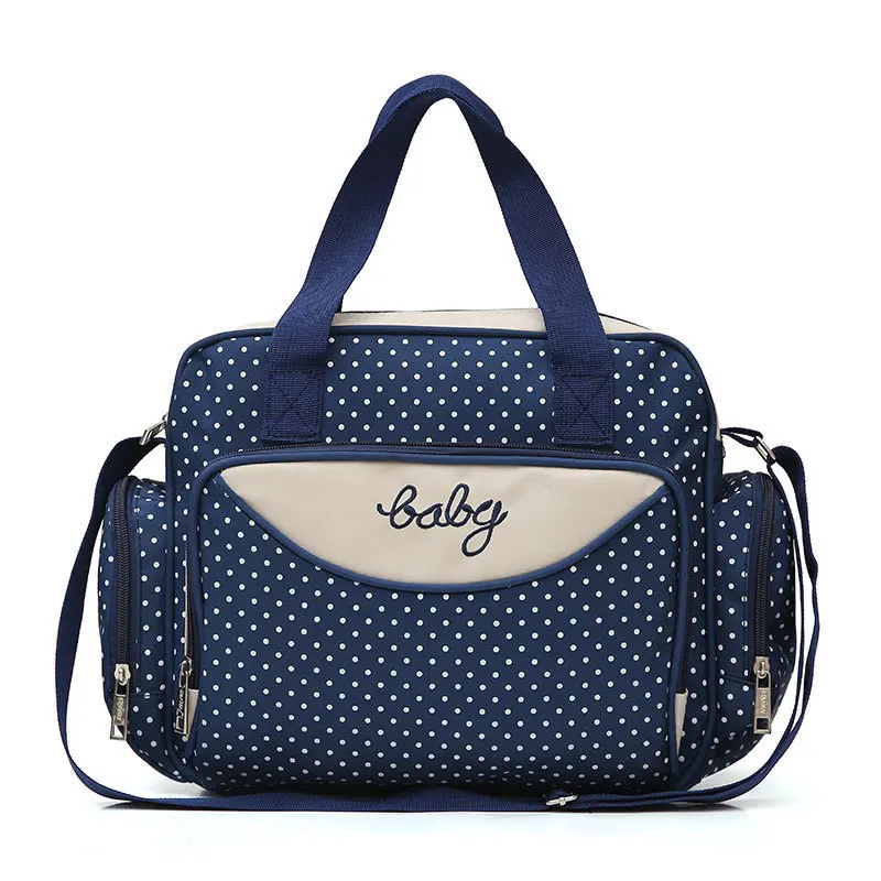 

Five-piece Set Mommy Bag, New Fabric Polka Dot Fashion Diagonal Span Large Capacity For Outside , Handbag and One shoulder