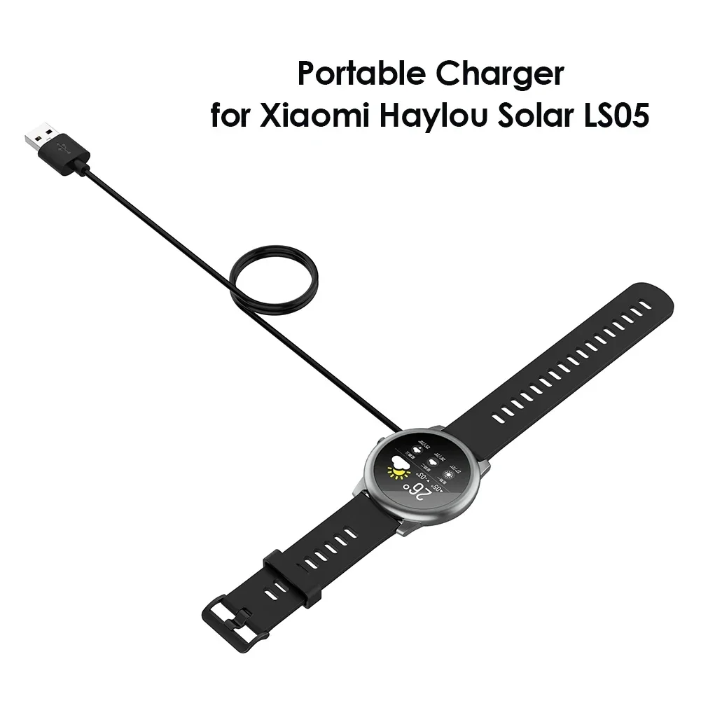 Фото USB-зарядное устройство 100 см для Haylou Solar LS05, кабель для быстрой зарядки, док-станция, адаптер питания, аксессуары для умных часов, черный №3