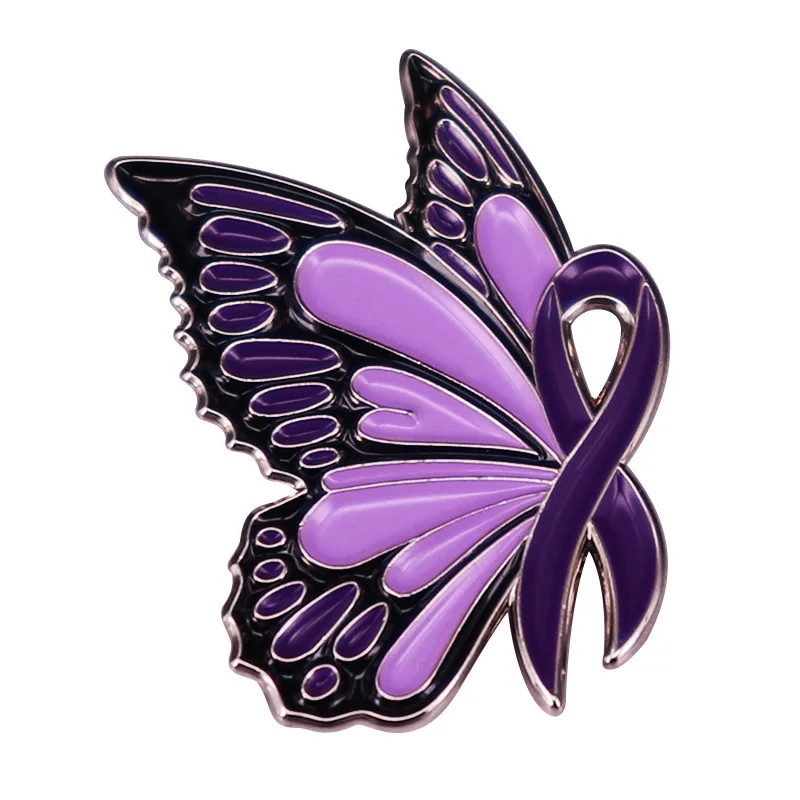 

Purple Ribbon Butterfly Television Brooches Badge for Bag Lapel Pin Buckle Jewelry Gift For Friends