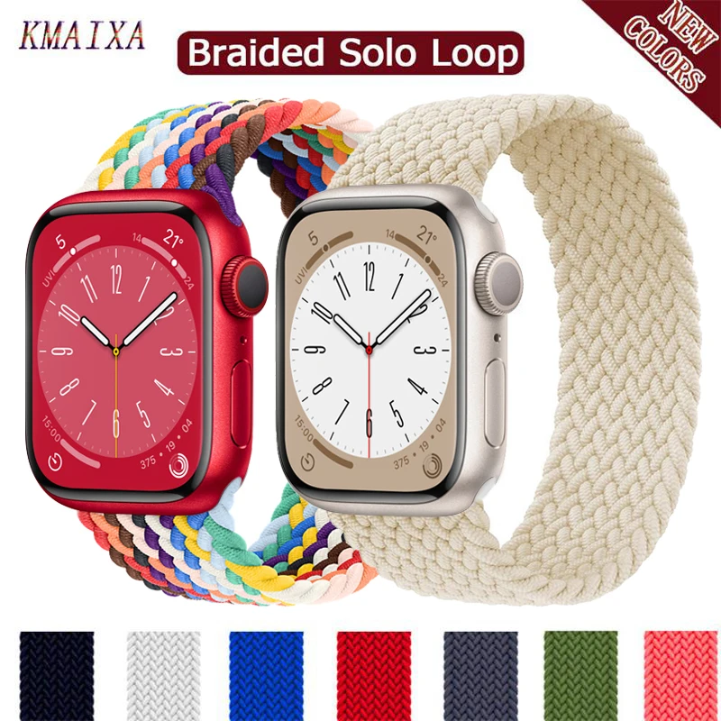 Strap For Apple Watch Band 44mm 40mm 45mm 41mm 42mm 38mm 49mm Solo Loop Elastic Fabric Bracelet iWatch series 7 3 5 SE 6 8 Ultra