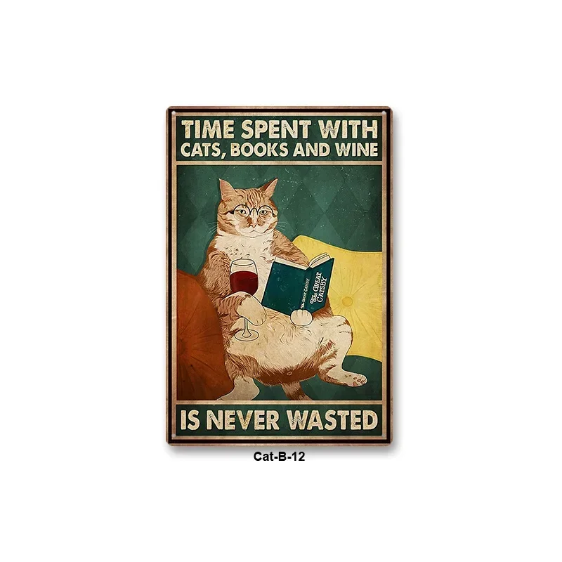 

Животные, Черный кот, художественный декор, домашняя металлическая жестяная вывеска, знаки для гостиной, детской спальни, настенное украшение, постер для кафе, западного ресторана