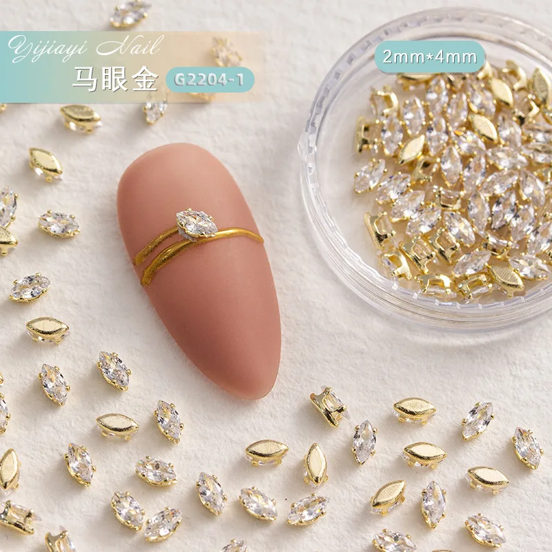 

50pcs Crystal Nail Glitter Rhinestones Round Almond Square Flat Bottom Sparkle Alloy Gems Stones Diamond Charms Nail Art Decorat