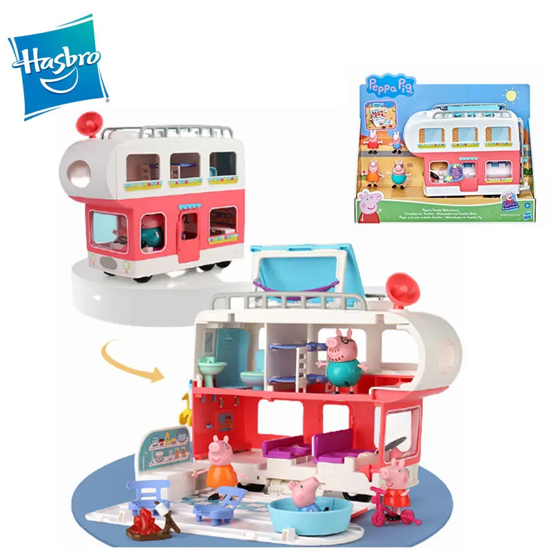 

Hasbro Genuine Anime Figures Peppa Pig Luxury Camping Multi-function RV Page George Family Toy CarAction Figures Gifts Toys