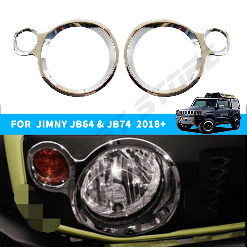 

For Suzuki Jimny Gen4 JB64 JB74 2019+ Car Front Headlight Lamp Hoods Cover Trim Frame ABS 2PCS Exterior Decoration Accessories