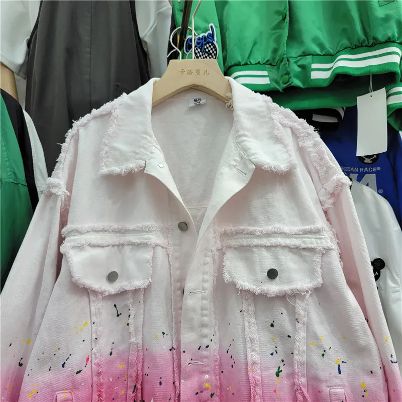 Куртка женская джинсовая в Корейском стиле свободная винтажная потертая куртка