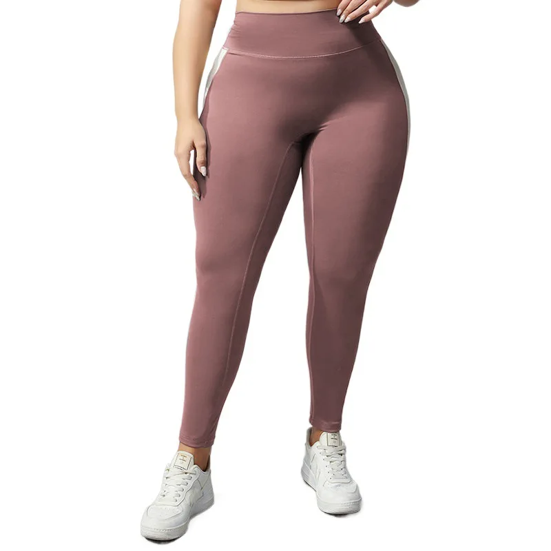 

2022 large size new nude yoga pants women no embarrassing line high waist hip lift elastic fitness sports nine-point pants