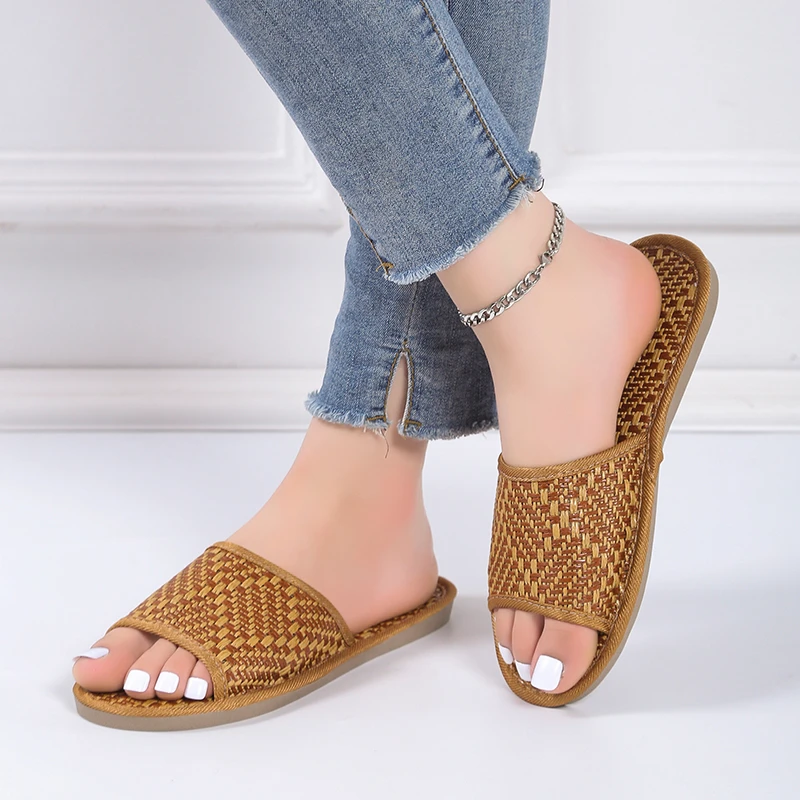 2022 New Natural Tropical Vine Lovers Home Slippers Rattan Straw Rivers and Lakes Bamboo Summer Sandals Slipper |