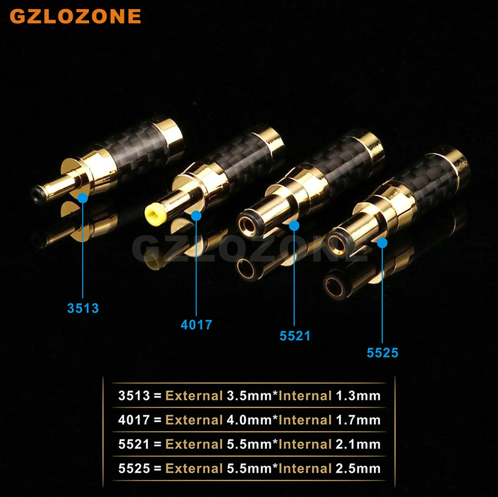 HIFI углеродное волокно позолоченный или никелированный разъем постоянного тока 4