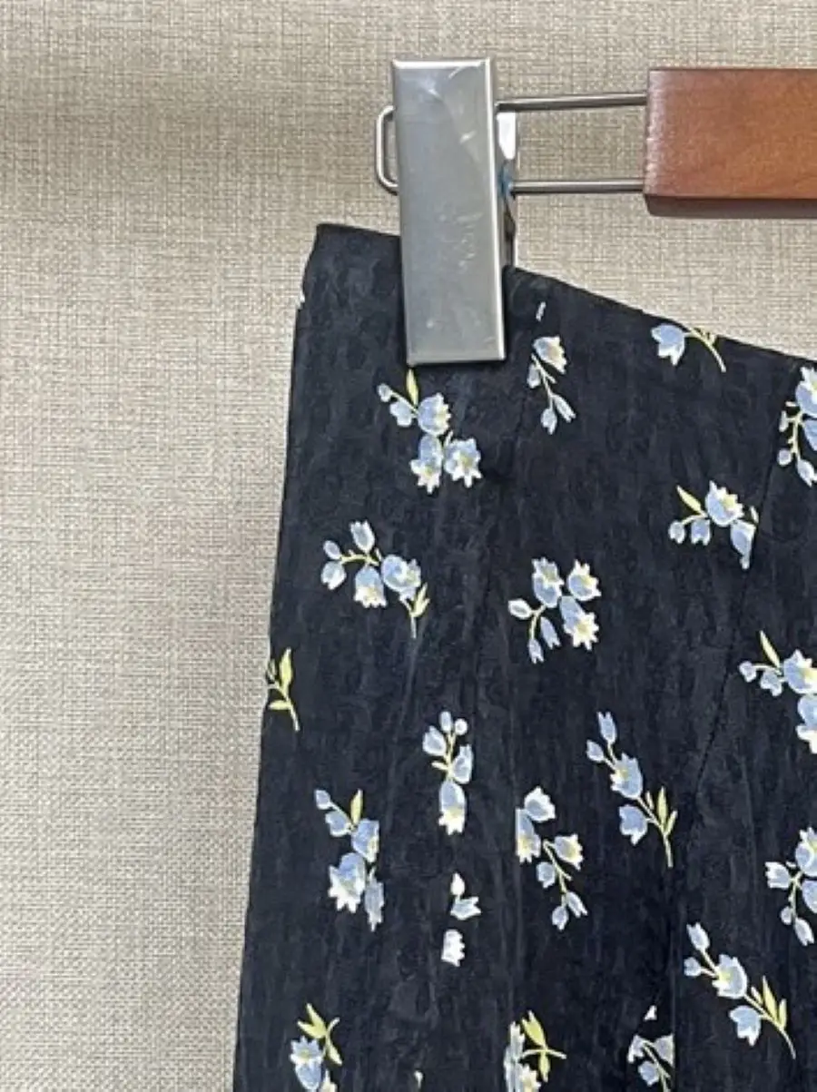 

Женская элегантная юбка миди с высокой талией и цветочным принтом, лето 2023