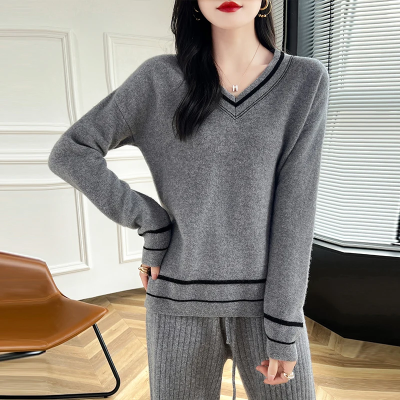 Новый универсальный пуловер из 100% мериносовой шерсти кашемировый свитер Женский