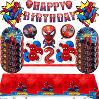 cartoon super hero red spiderman tablecloth kid favor birthday pack event party cups plates baby shower disposable tableware set