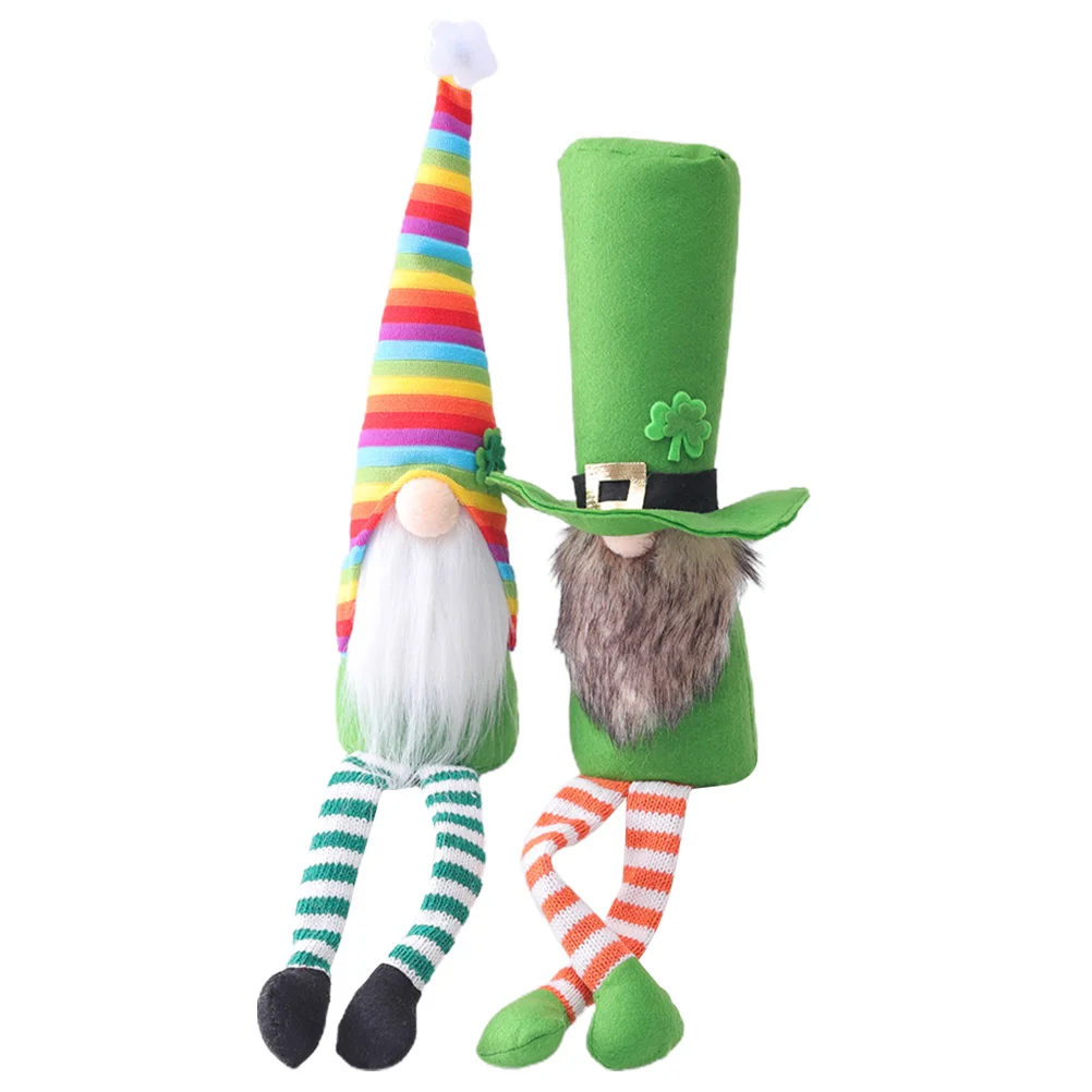 

2pcs St Patrick‘s Day Gnome Plush Sitting Figurine for Gnome Scandinavian Yule Santa Nisse Nordic Figurine Home