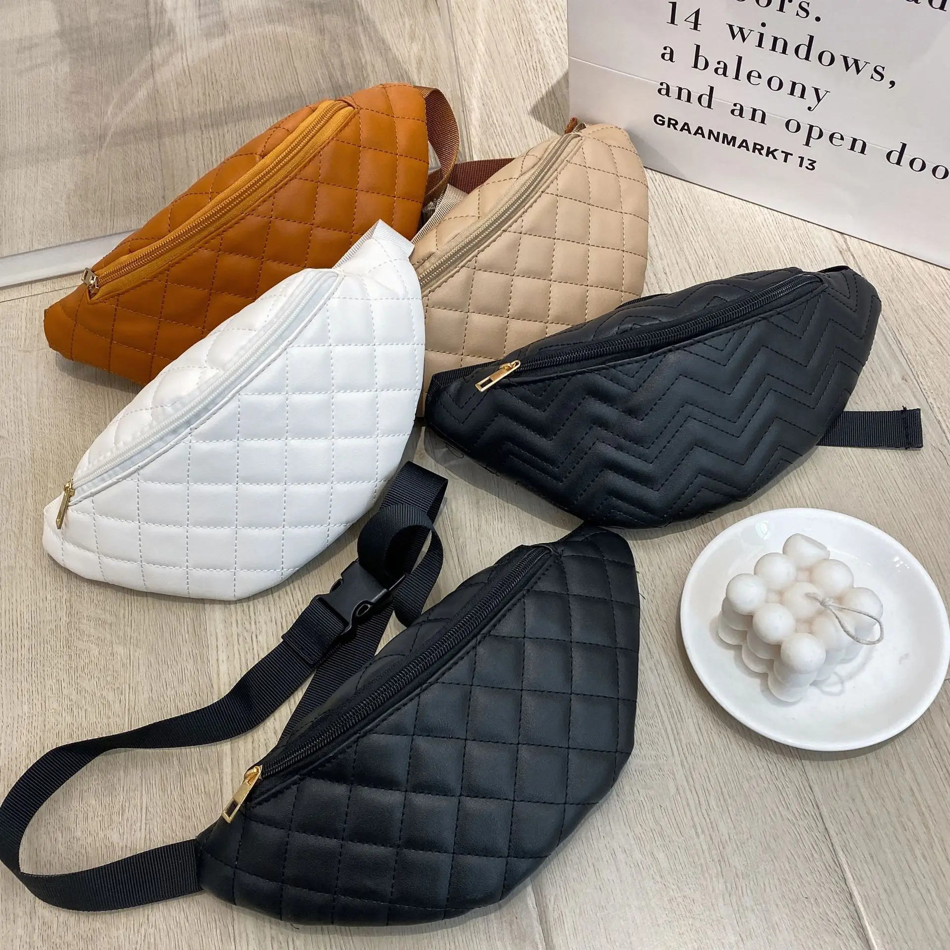 

Ladies Belt Bags Designer Shoulder Crossbody Chest Bag Plaid Women's Waist Bag Female Fashion Travel Banana Hip Purse