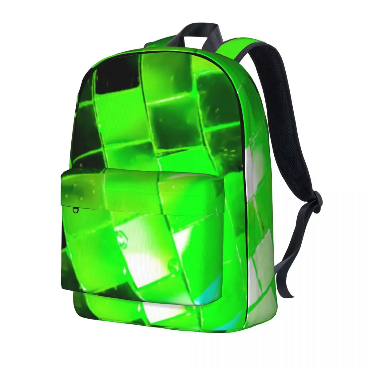 

Green Disco Ball Backpack Mirrored Sequins Print Travel Backpacks Women Men Aesthetic School Bags Designer Big Rucksack