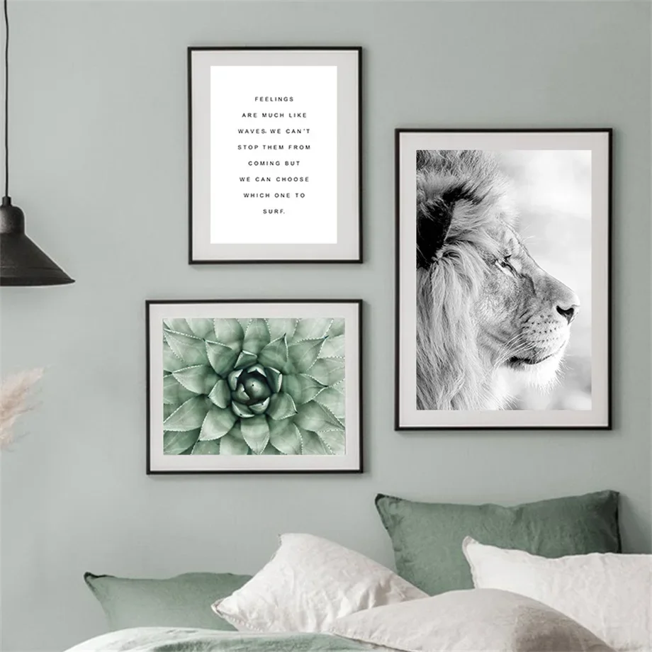 Настенная роспись холст живопись черный белый животные фото зеленые пансины