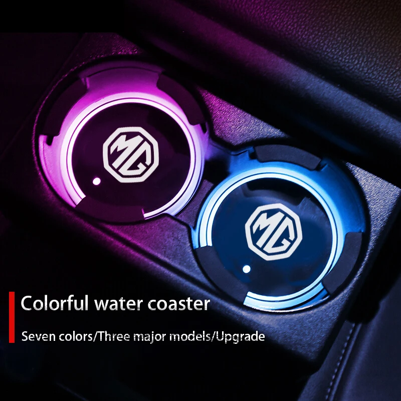 

Luminous Car Water Cup Coaster Holder 7 Colorful USB Charging Led Atmosphere Light For MG MG6 ZS HS GS 5 Gundam 350 Parts TF GT6