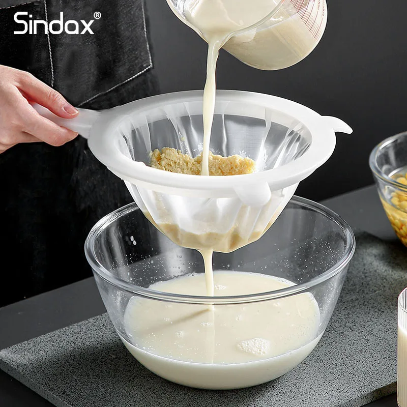 

Sindax 100/200/400 Soy Milk Filter Juice Leaky Net Slag Separator Filter Ultrafine Nylon Mesh Filtration Kitchen Colanders