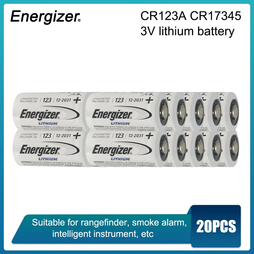 

20PC Energizer CR123A CR17345 CR123 123A 123 3V Lithium Battery For Camera Flashlight Gas meter smoke sensor primary dry battery