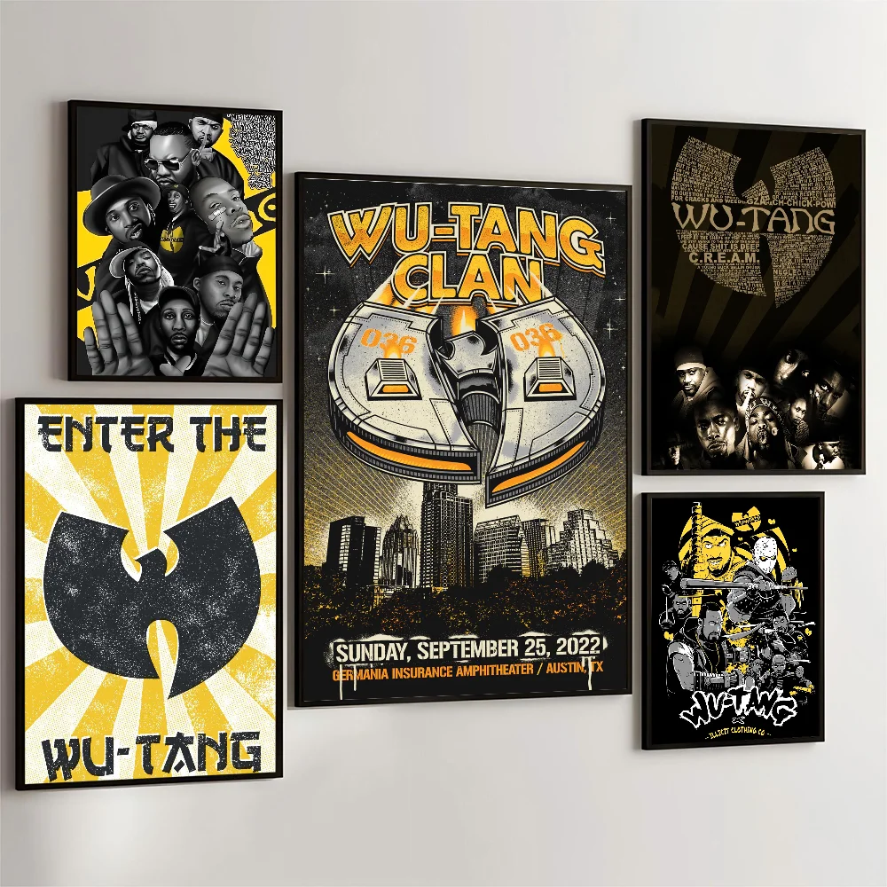 WU-T--TANG CLAN Whitepaper Movie Sticky Posters Fancy Wall Sticker For Living Room Bar Decoration Vintage Decorative Painting