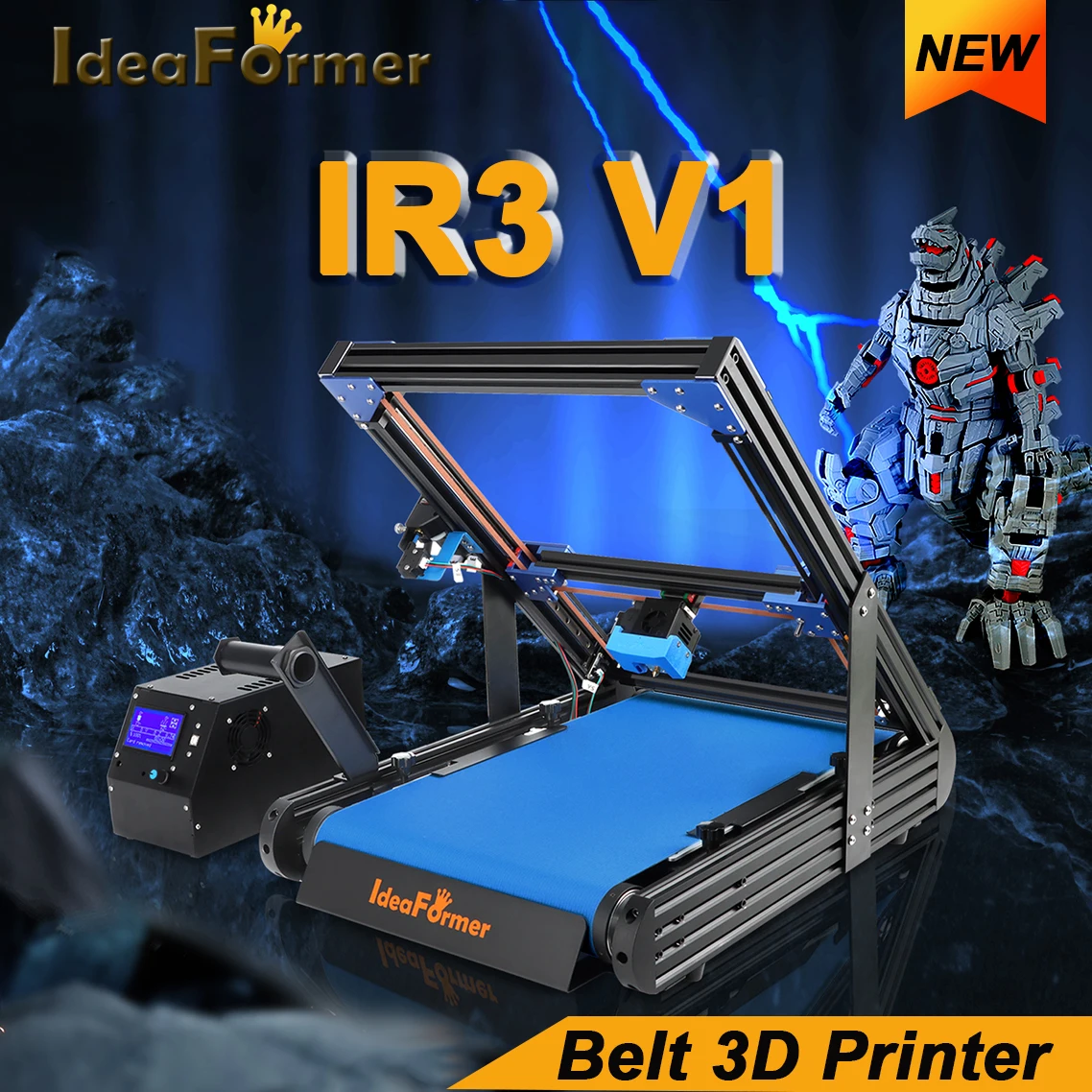 IdeaFormer IR3 V1 3D Printer FDM 250*250*∞mm Infinite Z-Axis Core-XY Double Gear Extruder TMC2226 1.75PLA /PETG/TPU Belt Printer