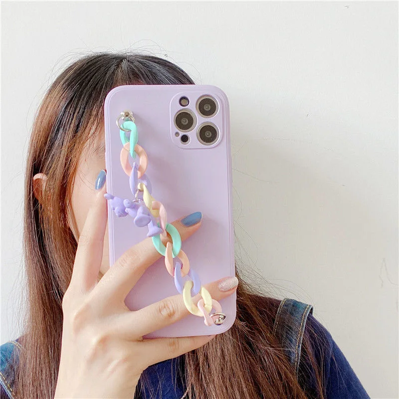 

Bear Bracelet Phone Case for iPhone 11 12 13 Pro Max Mini XS XR X 8 7 6 S Plus Anti-Shock Soft TPU Phone Cover Bumper Shell Coq