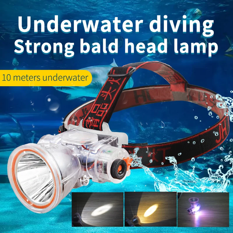Yellow and white light underwater diving strong bald light portable searchlight