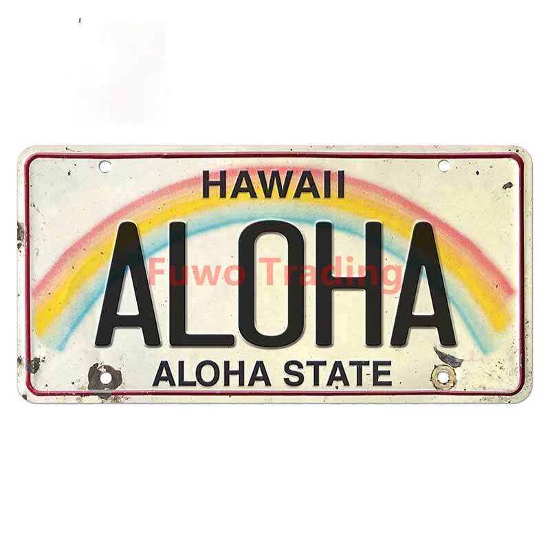 

Fuwo Trading Interesting Vintage Hawaii License Aloha Trunk PVC Car Sticker Personality Windshield Decal Refrigerator Graphics