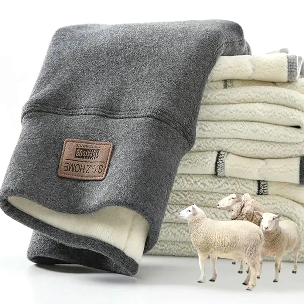 

Штаны из овечьей шерсти женские осенне-зимние бархатные плотные облегающие хлопковые брюки большого размера с высокой талией