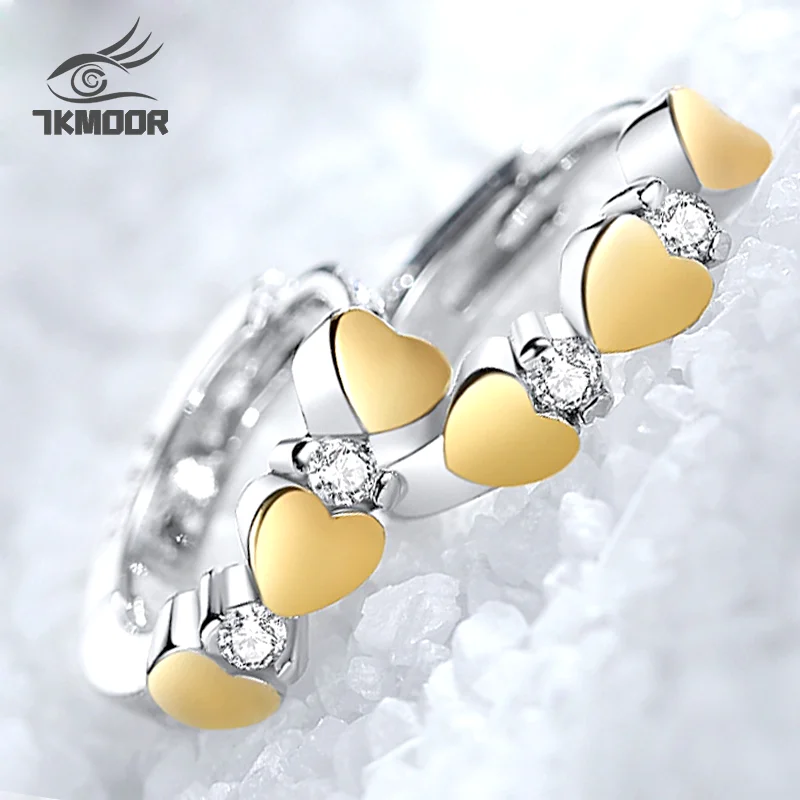 

Cute 925 silver needle Earrings Small Crystal Earrings Woman Silver color Hoop Earrings Women heart Earring