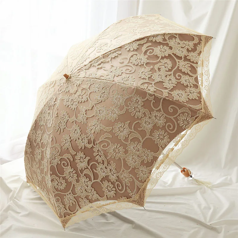 

Fold Princess Anti-UV Sunshade Flower Lace Umbrella Girl Women Rain Sun Umbrella Windproof Portable Travel Female Sunny Parasol