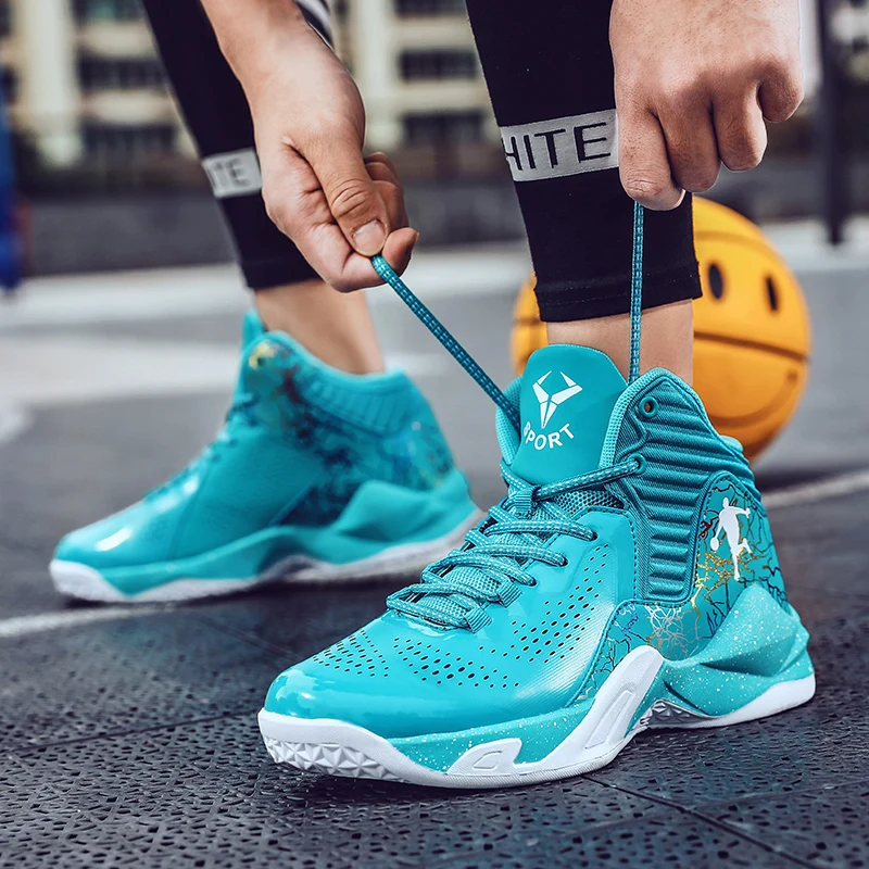 Fashion Purple Men Basketball Shoes Breathable Basketball Sneakers Women Sport Shoes Training High Sneakers Kids Athletic Boots