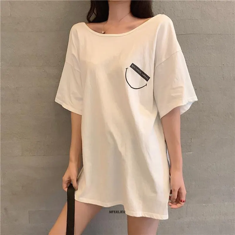 Футболка женская с открытой спиной Повседневная Свободная рубашка коротким