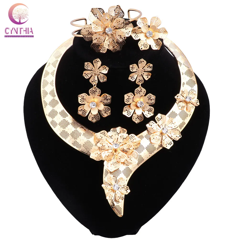 

CYNTHIA Exquisite Dubai Gold Plated Jewelry sets Women Brand Nigerian Wedding African Beads Design Bridal Jewellery Set