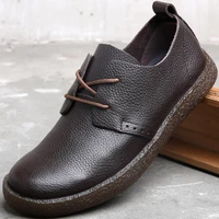 2022 new men genuine leather casual shoes round toe soft bottom loafers breathable designer cow surface driving shoes 2258
