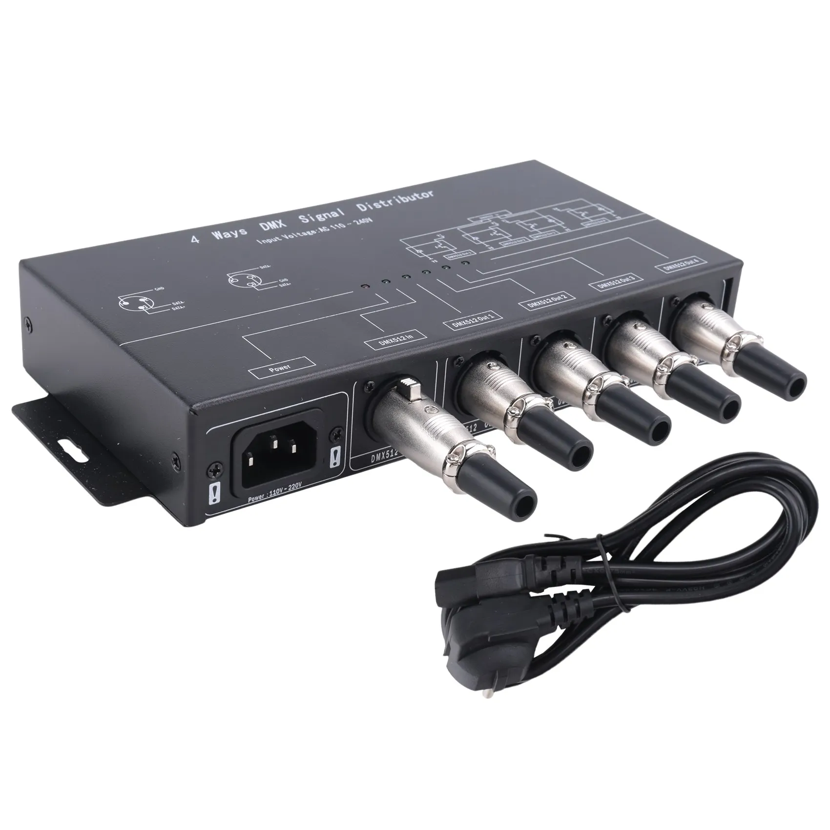 Разветвитель усилителя DMX512 ретранслятор сигнала 1 канал DMX121 4 канала выходных