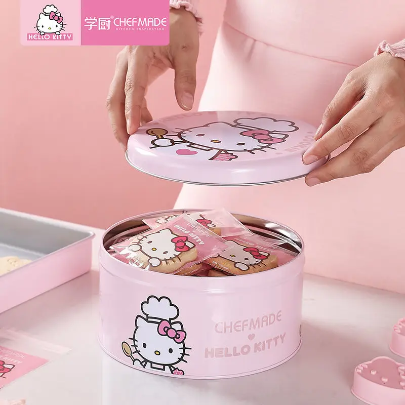 Kawaii Hello Kittys бисквит розовый круглый железная коробка бумага для нуги 50 шт. Олова