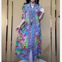 new summer famous mulberry silk mother high heavy printed dress