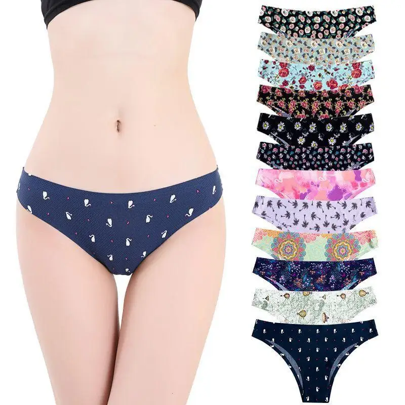 

10pcs/Lot Ladies Low-Rise Transparent Leopard Print Breathable Underpants Women Panties Briefs