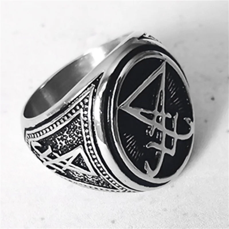 Новое Ретро модное кольцо-вывеска герметичное кольцо сатана байкера готическое