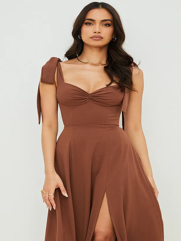 

Justchicc 2022 Summer Suspender Dress French Holiday Dress Backless Sexy Chiffon Dress Large Skirt