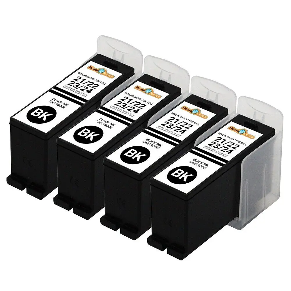 

4PK Series 21 22 23 24 Black Ink Cartridges for Dell V313w V715w Printer