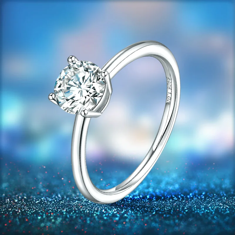 

Special-shaped Series Classic Round 925 Sterling Silver Platinum Plated Moissanite Ring Original Lab Diamond Jewelry For Women