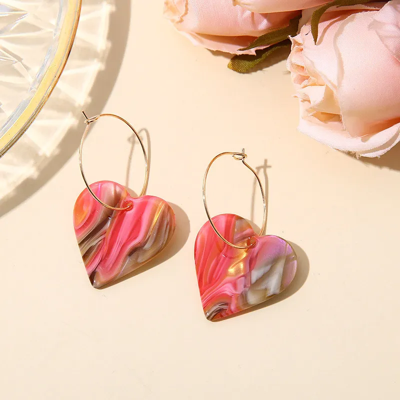 

Изысканные Подвесные серьги в форме сердца, Модные Акриловые аксессуары Love, ювелирные изделия ручной работы, женские серьги, подарок для нее