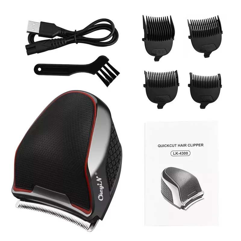 

Usb Rechargeable Barber Electric Beard Trimmer Stainless Steel Blade Clipper Two Speeds Men Machine Hair Cut with 4 Combs