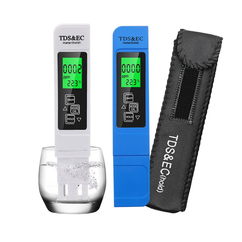 

TDS/EC Portable Meter Digital Water Tester Water Quality Tester 0-9990ppm Water Purity Monitor Test Pen Temperature Meter